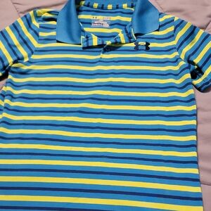 Under Armour Kids Polo Shirt - Blue and Yellow Stripes